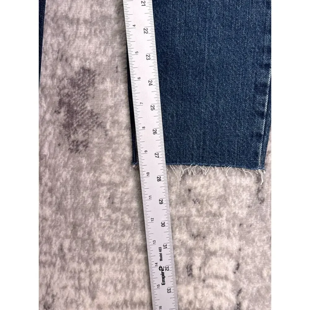 New Sezane Jeans 25 Womens Mid Rise Ankle Skinny Leg Raw Hem Medium Wash